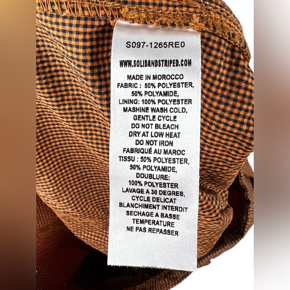 Solid & Striped Mens Medium Shorts Orange Blue Checks Polyamide Pockets EUC - Picture 12 of 14